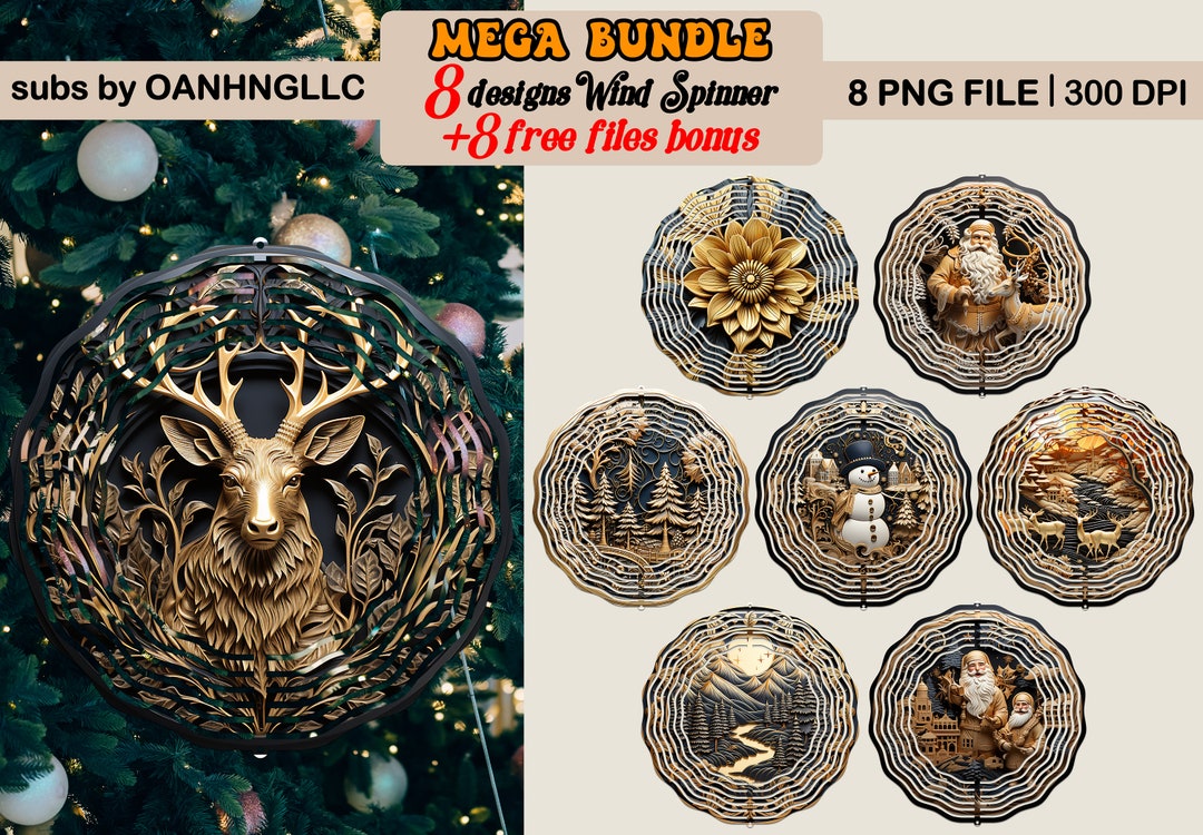 3D Christmas Wind Spinner PNG3D Christmas Bundle Wind Spinner - Etsy