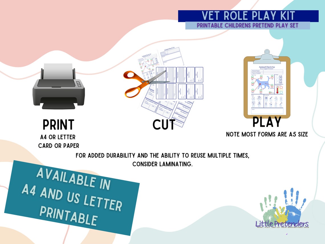 Vet Dramatic Play Printable Kids Animal Hospital Role Play - Etsy