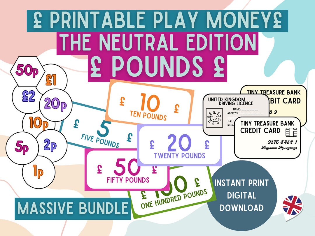 Printable Play Money Pounds Prop Money UK Kidspretend Play - Etsy