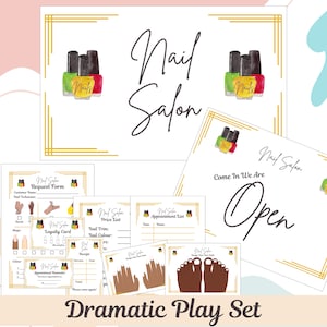 Nail Salon Dramatic Role Play Set for Kids - Beauty and Manicure Salon Creative Play.  Great Montessori, Educational Activity for Kids
