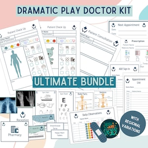 Hospital Dramatic Play Set - Role Play Printable, Kids Pretend Play ~ Educational Preschool Homeschool Classroom Set Up ~ Doctor and Nurses,