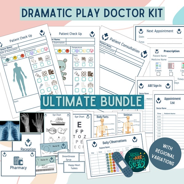 Hospital Dramatic Play Set - Role Play Printable, Kids Pretend Play ~ Educational Preschool Homeschool Classroom Set Up ~ Doctor and Nurses,