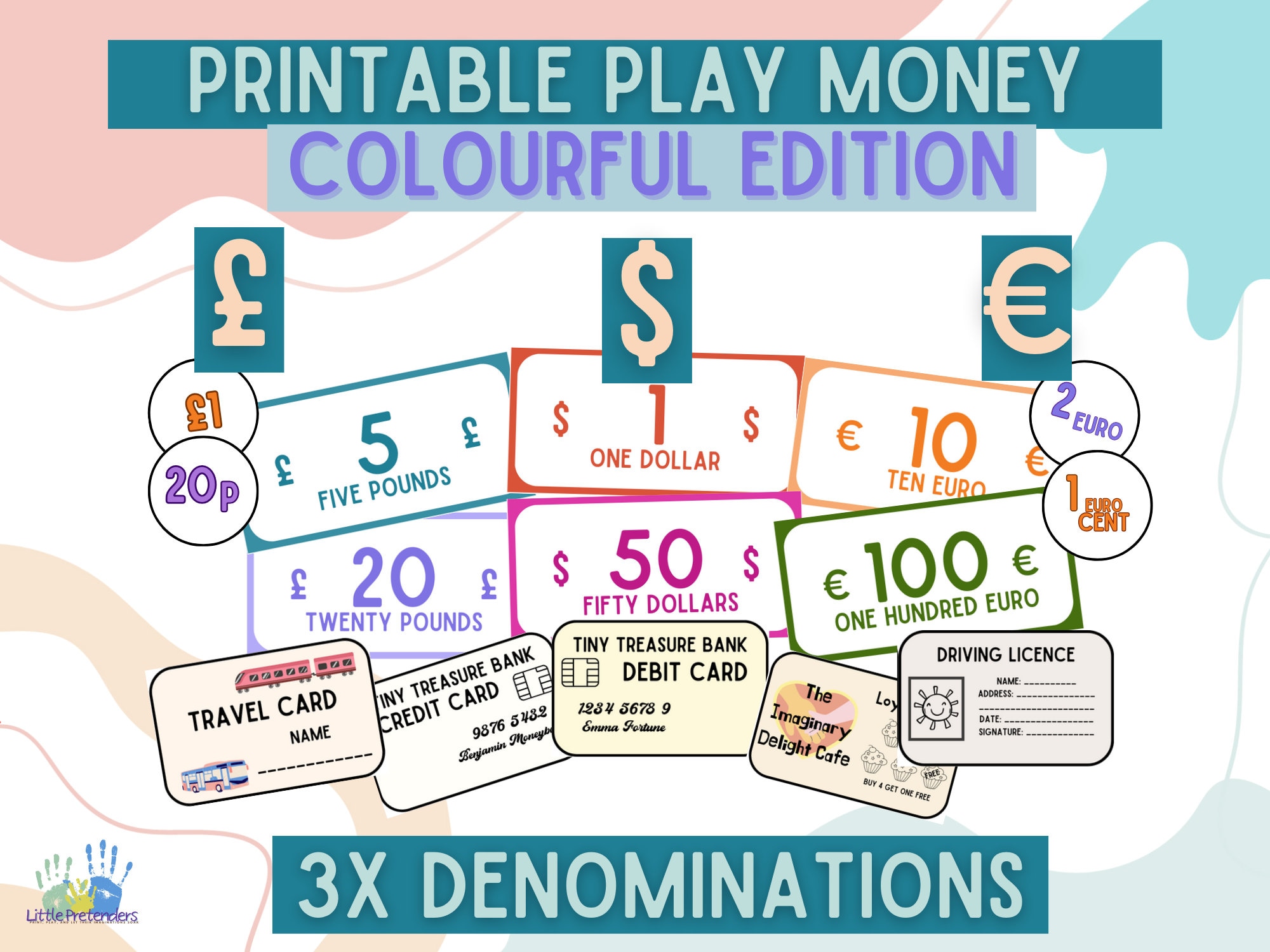 Printable Play Money Currency Dollars Pounds Euros - Etsy