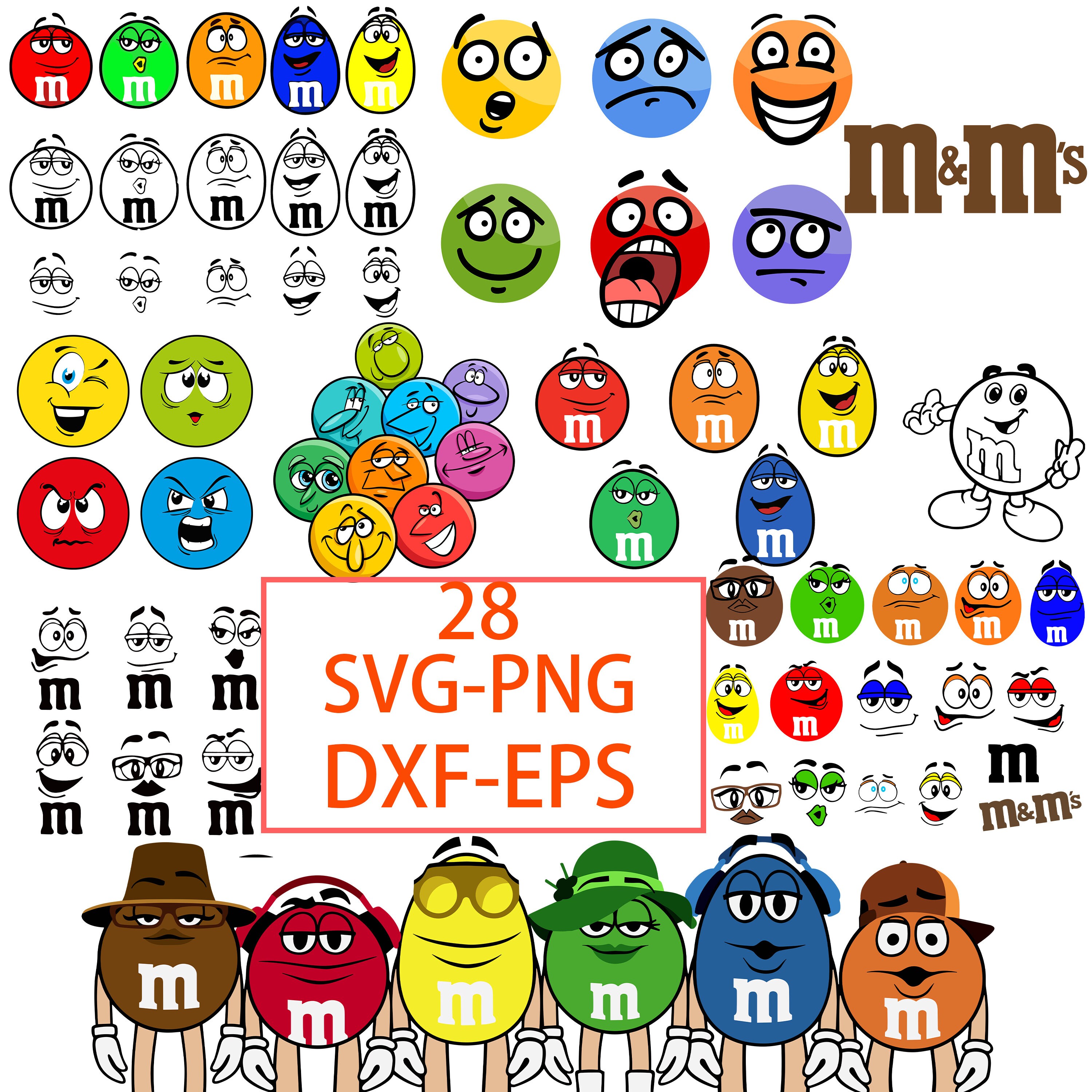 M&amp;M Face Svg Eps Vectorlayered File Silhouette File Face - Etsy