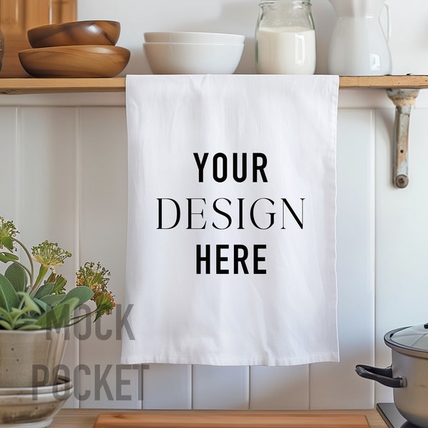 Blank Linen Kitchen Towel, Flour Sac mock up, white towel mockup, blank towel, digital download tea towel mockup for svg, jpg designs