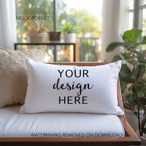 Oblong Square Pillow Mockup - Minimalist Throw Pillow Design for Stylish Home Decor