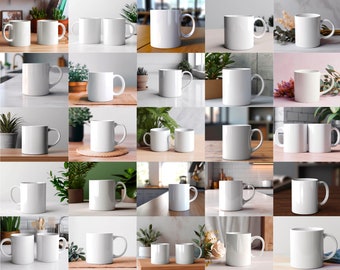 50 Mug MockUps Tazza di caffè Mock up Bundle moderno Mock Up Fotografia Modello di foto d'archivio Coppia Mockup di tazza di caffè JPG Download digitale