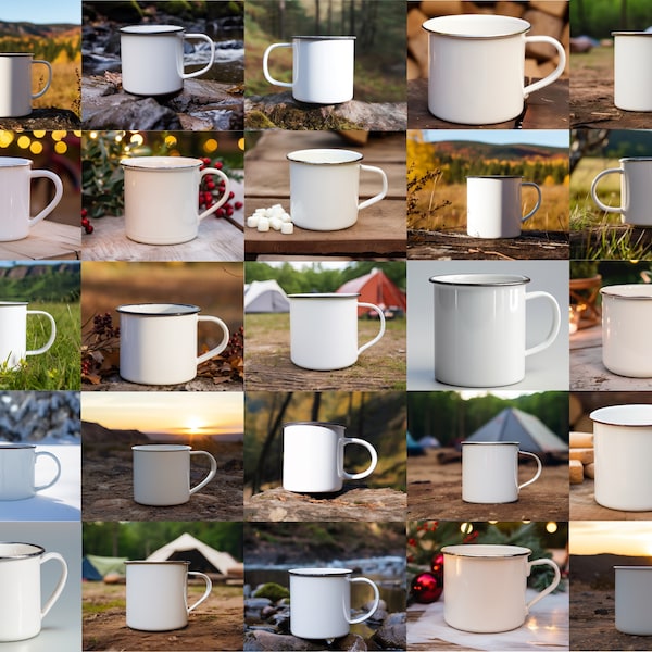 50  Camp Mug MockUps,  Coffee Cup Mock up, Camping Cup Mock Up, Photograph Outdoor Mug Adventure all seasons mug JPG Digital Download