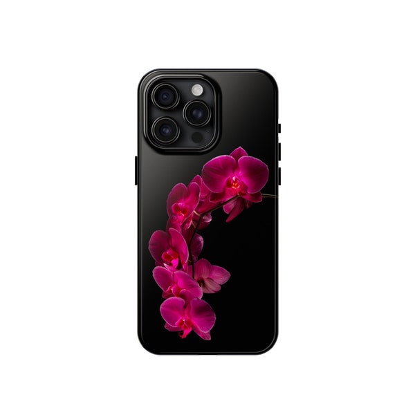 Botanica Orchid Phone Case, Durable Fashion Trending iPhone Cover, Elegant Clean Girl Aesthetic, Statement Design Fuchsia Flower Photography