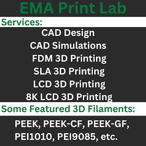 Custom 3D printing and CAD design services. High-quality output, rapid prototyping, 8K Resin printing, SLA Resin Printing, PEEK fdm printing