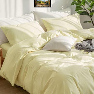 Butter Yellow Color linen Duvet Soft linen Duvet Softened Quilt Cover King Duvet Queen All Size Bedding Duvet linen (8oz fabric 240 GSM)