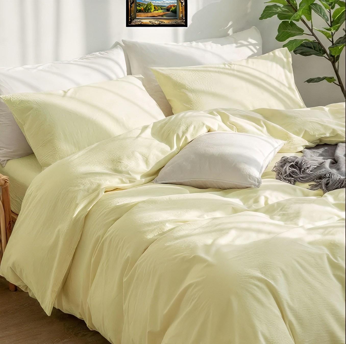 Butter Yellow Color linen Duvet Soft linen Duvet Softened Quilt Cover King Duvet Queen All Size Bedding Duvet linen (8oz fabric 240 GSM)
