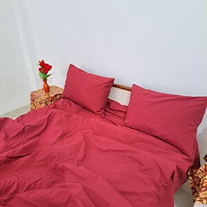 Emerald red Color Cotton Duvet Stonewashed Soft Cotton Duvet Twin Full Softened Cover King Duvet Queen Size Bedding Natural Cotton Duvet
