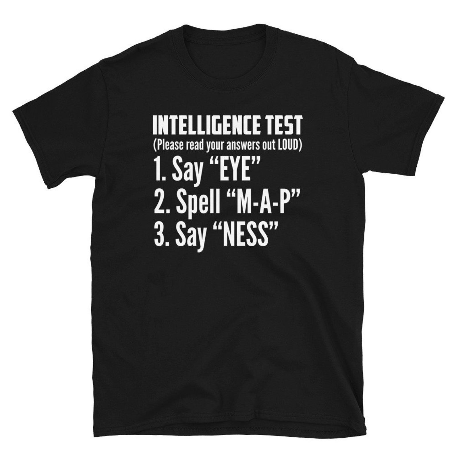 Intelligence Test Say Eye M A P Ness Funny Dad Joke Humor T Shirt Humorous T-Shirt
