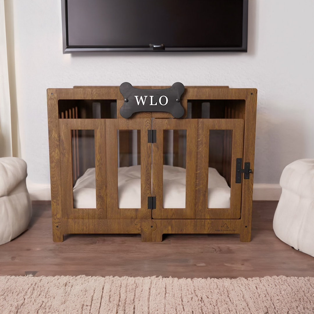 Pueblo Modern Dog Crate Walnut & Ivory Dog Bed Dog Crate Etsy
