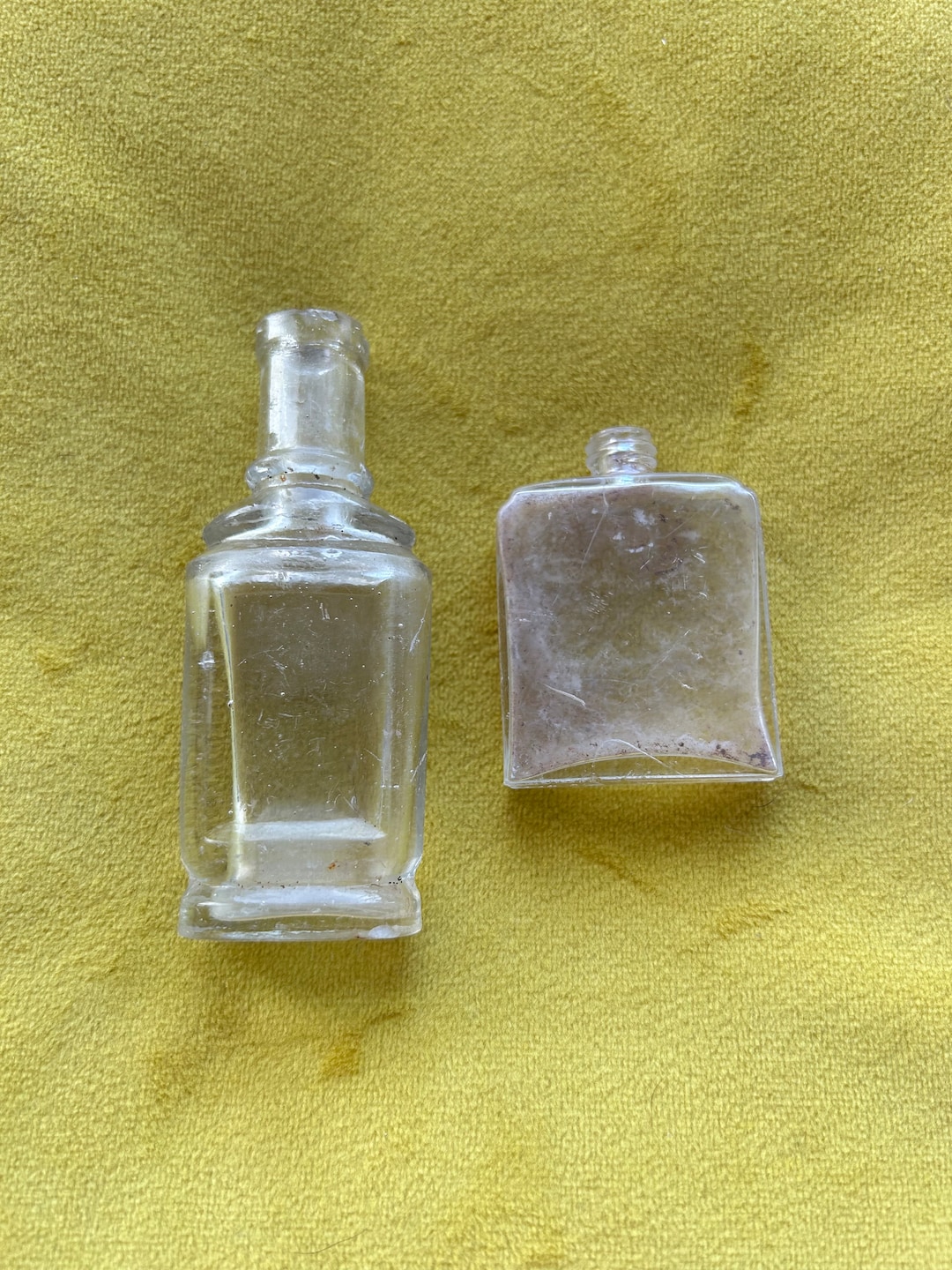 Three Antique Hand Blown Glass Bottles Etsy