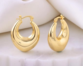 Gold Cutwork Hoop Earrings • Textured Gold Hoops • Chunky Statement Earrings for Women • Designer Minimal Gold Jewelry