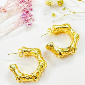 Chunky Big Gold Hoops Big Thick Hoop Earrings Gold Filled Hoop Earrings Large Gold Hoops 18K Gold Filled Hoops Lightweight Large Gold Hoops