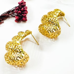 Chunky Gold Hoops Gold Filled Hoop Earrings Large Gold Hoops 18K Gold Filled Studs Earrings Lightweight Large Gold Hoops.