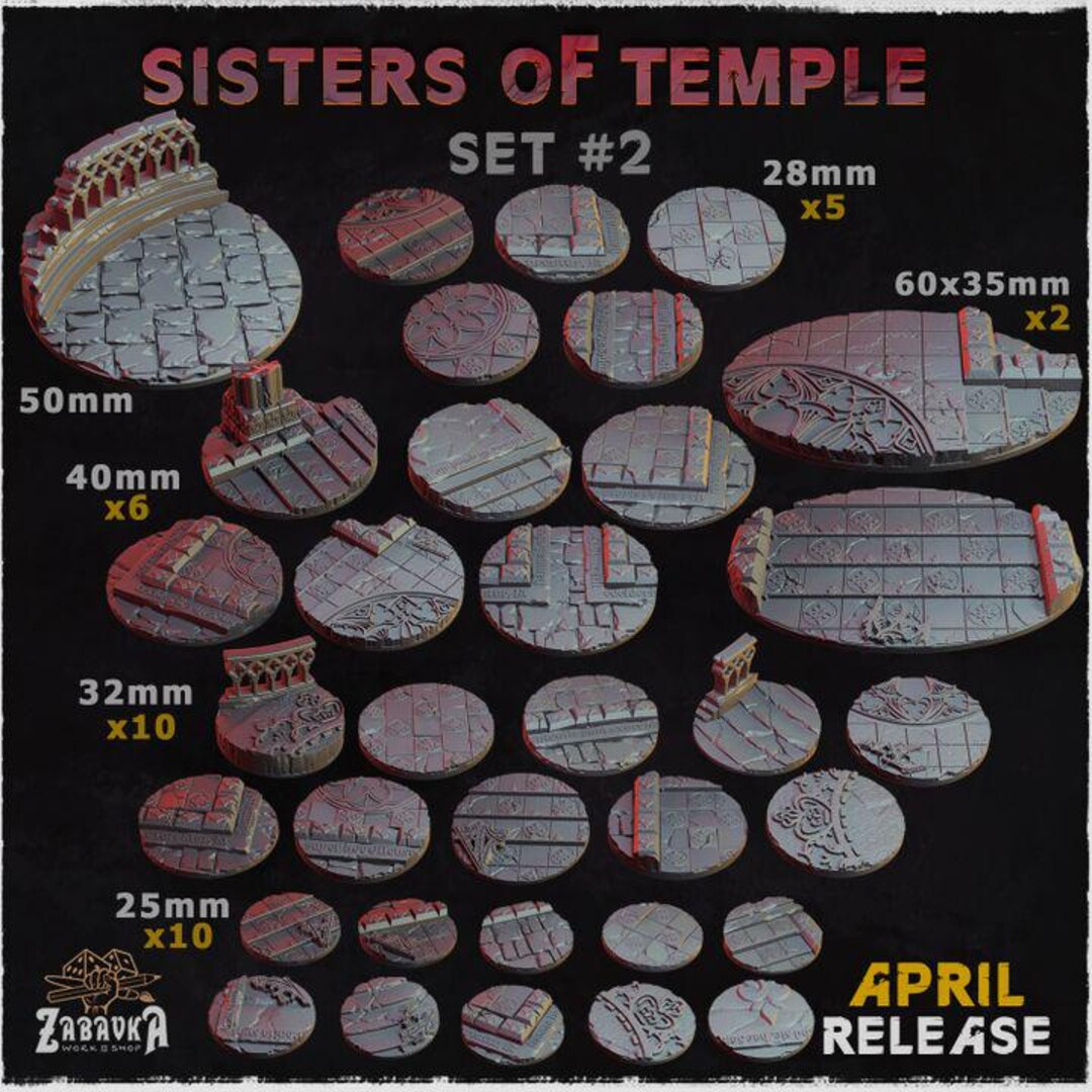 3D Printed Sisters of Temple Mini Bases for Warhammer 40k/aos & Other ...