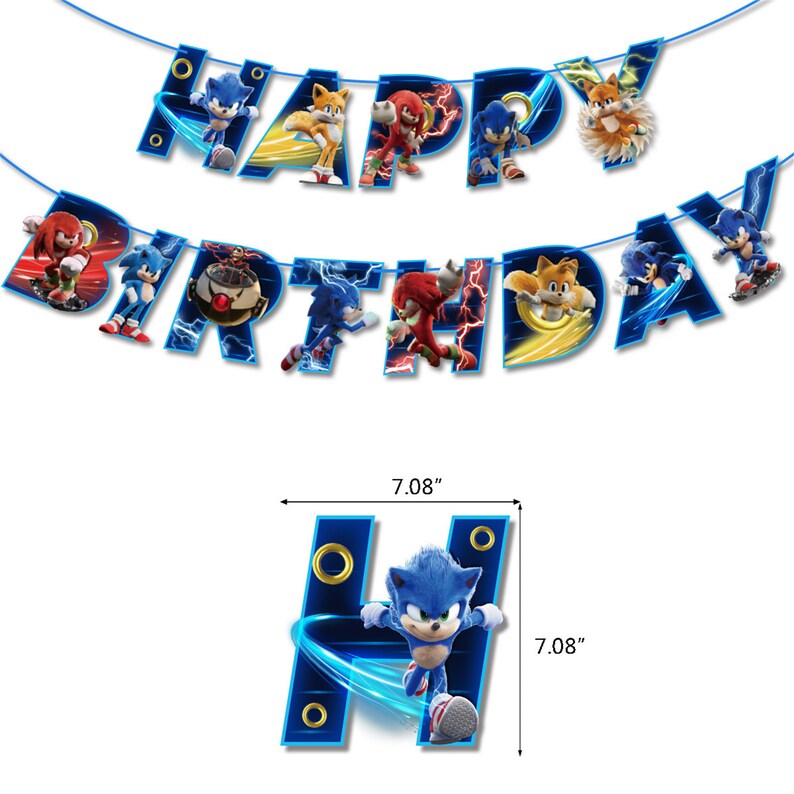 37/43pieces Sonic Birthday Theme Party Decoration Kit Home Party