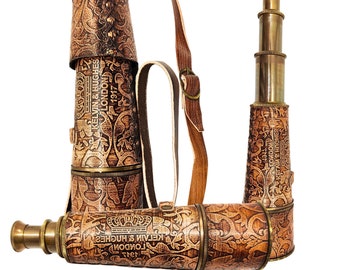 Engravable Brass Telescope: Antique Style Pirates Spyglass