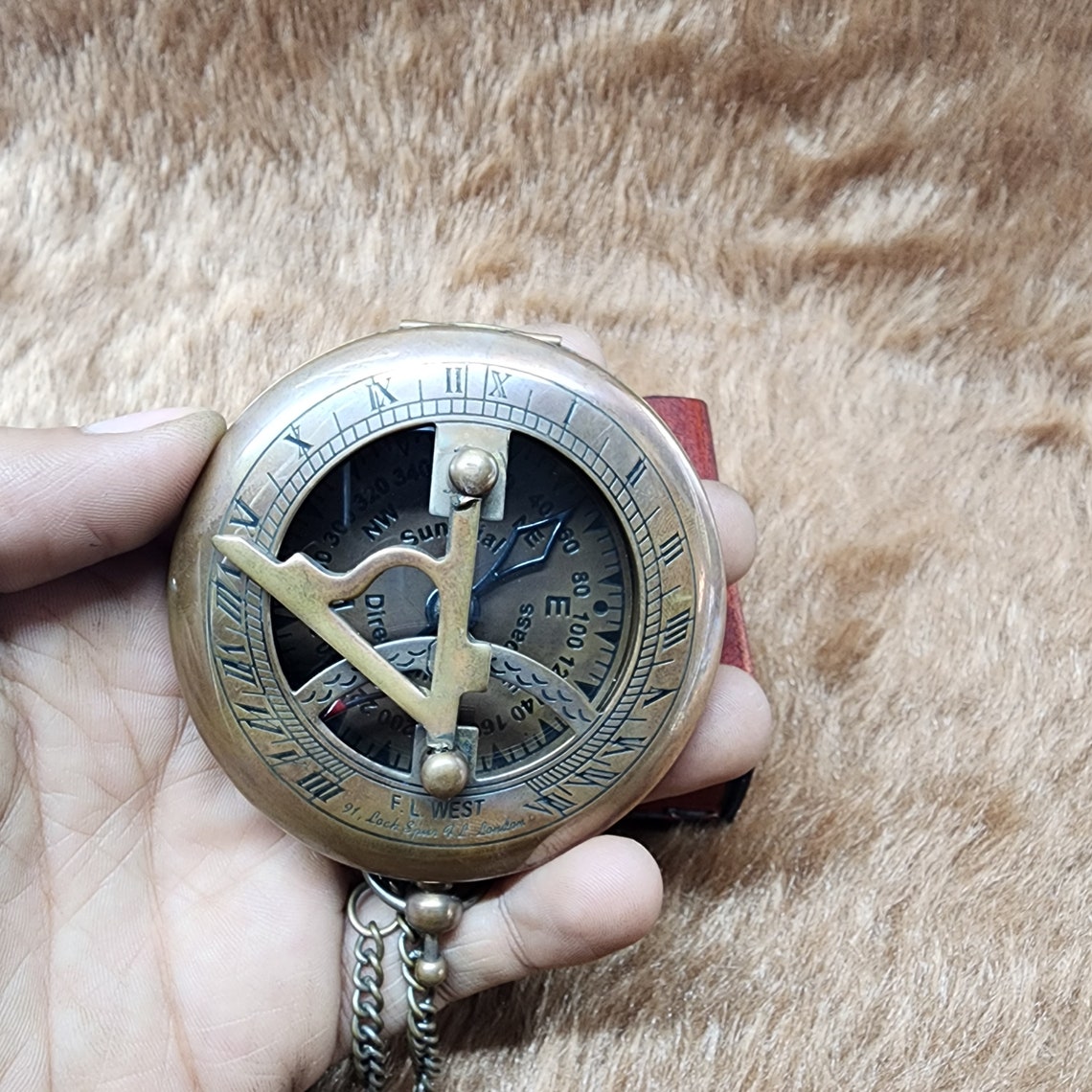 Brass Sundial Compass Push Open Compass Steampunk Accessory Unique Gift ...