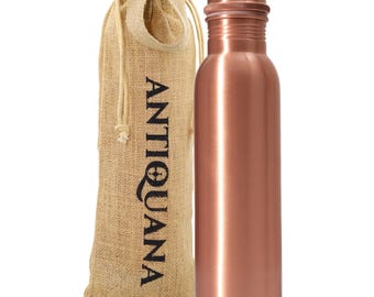 Ayurveda 100% Pure Handmade Copper Plain Copper Water Bottle – Ayurvedic Detox Drinkware with Screw Lid Eco Friendly Drinking Bottle
