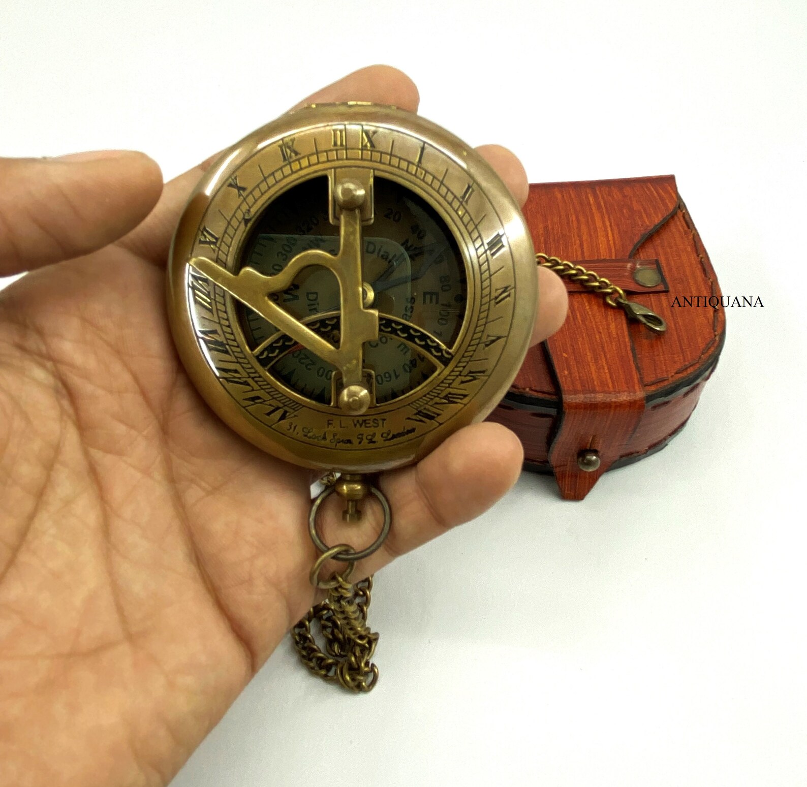 Brass Sundial Compass Push Open Compass Steampunk Accessory Unique Gift ...