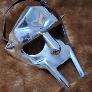 Hand-Forged MF DOOM Mask: Aluminum Mad-Villain Face Armor