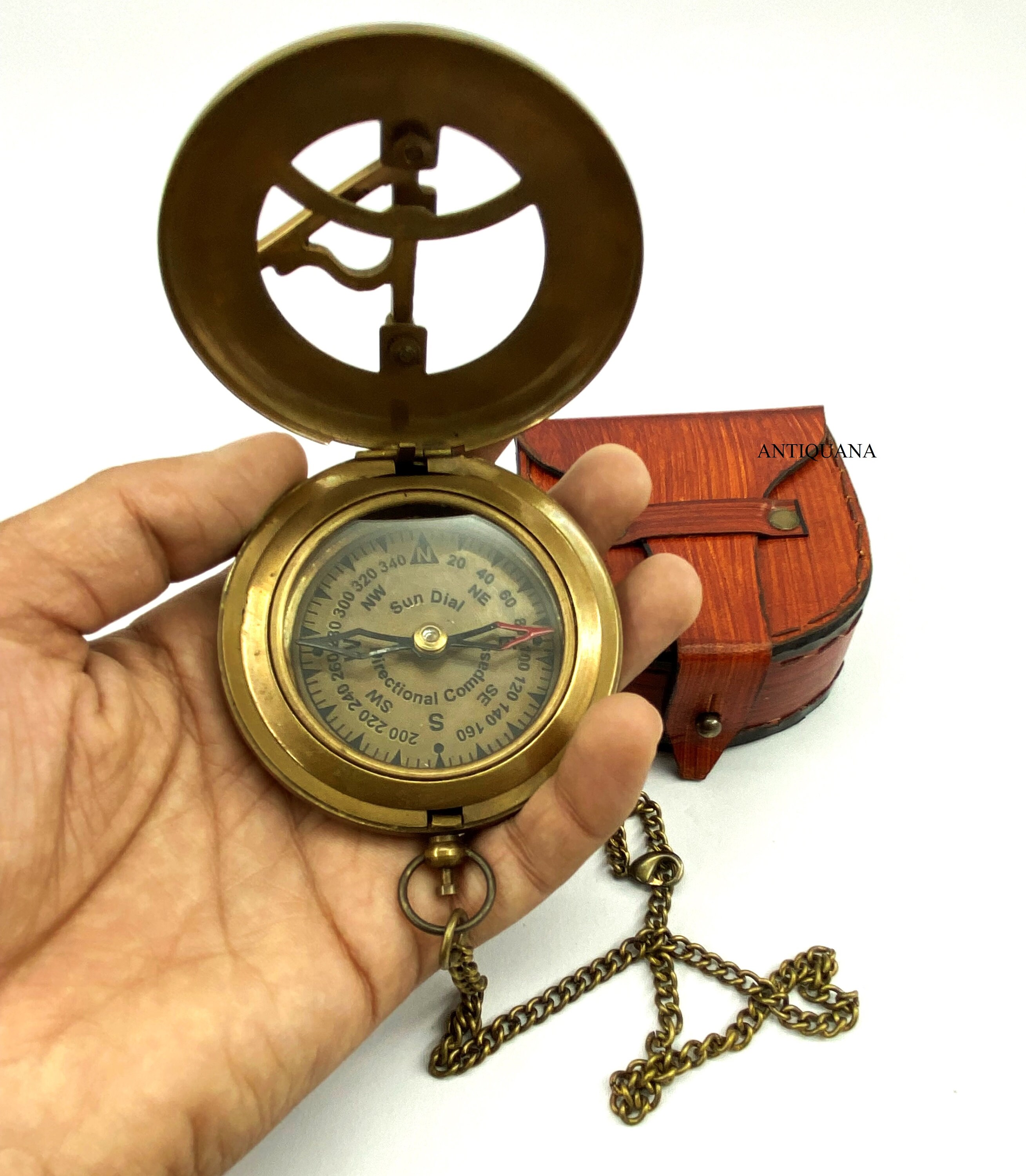 Brass Sundial Compass Push Open Compass Steampunk Accessory Unique Gift ...