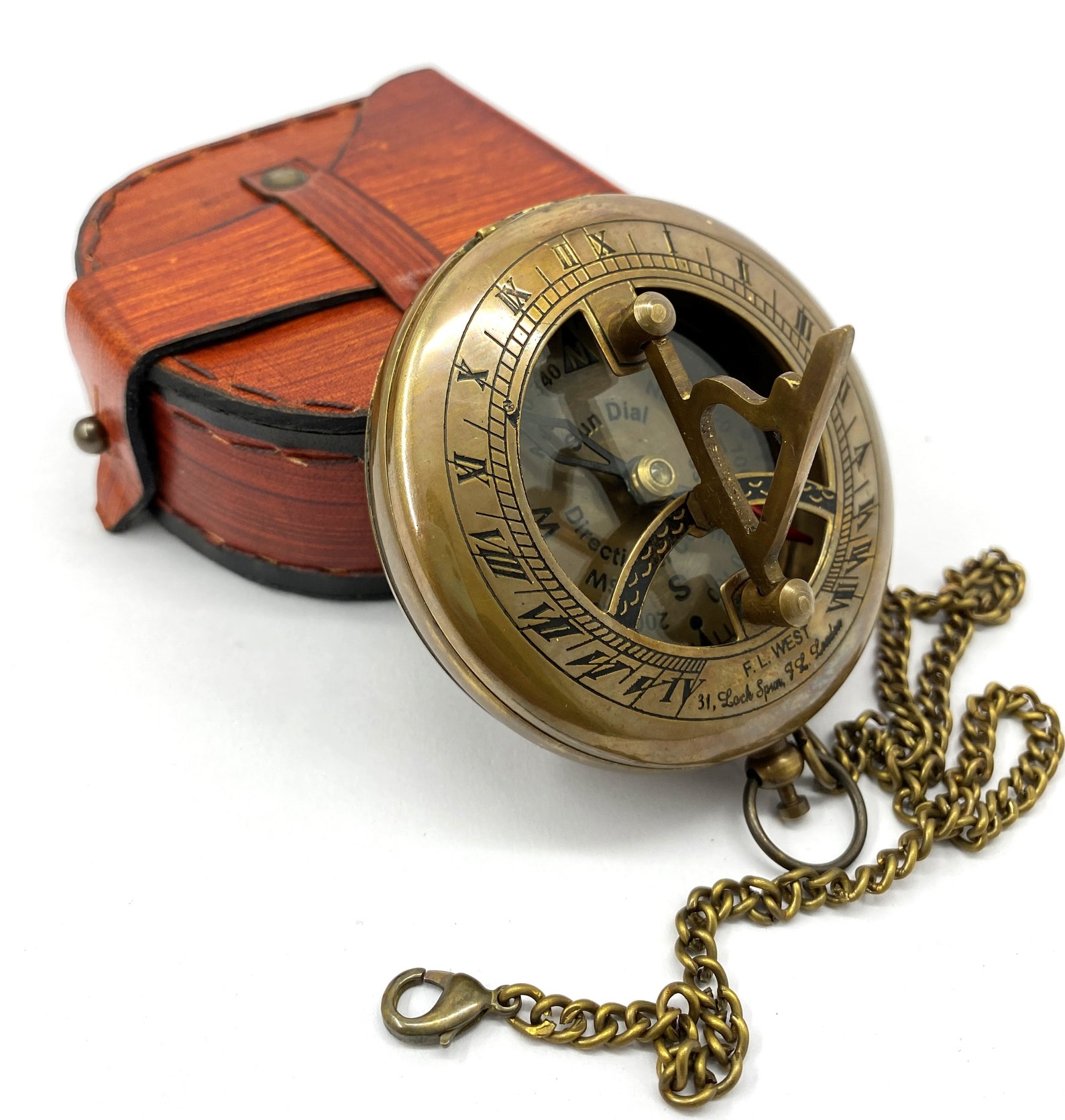 Brass Sundial Compass Push Open Compass Steampunk Accessory Unique Gift ...