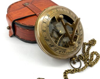 Brass Sundial Compass - Push Open Compass - Steampunk Accessoire - Uniek cadeau voor mannen - Mooie handgemaakte geschenken - Antiek decor