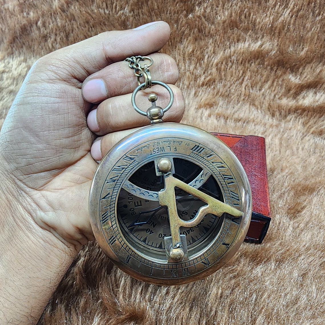 Brass Sundial Compass Push Open Compass Steampunk Accessory Unique Gift ...