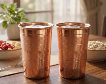 Pure Copper Drinking Tumblers, Handmade Water Glasses, Ayurvedic Kitchenware, Rustic Beverage Cups, Wellness Gift
