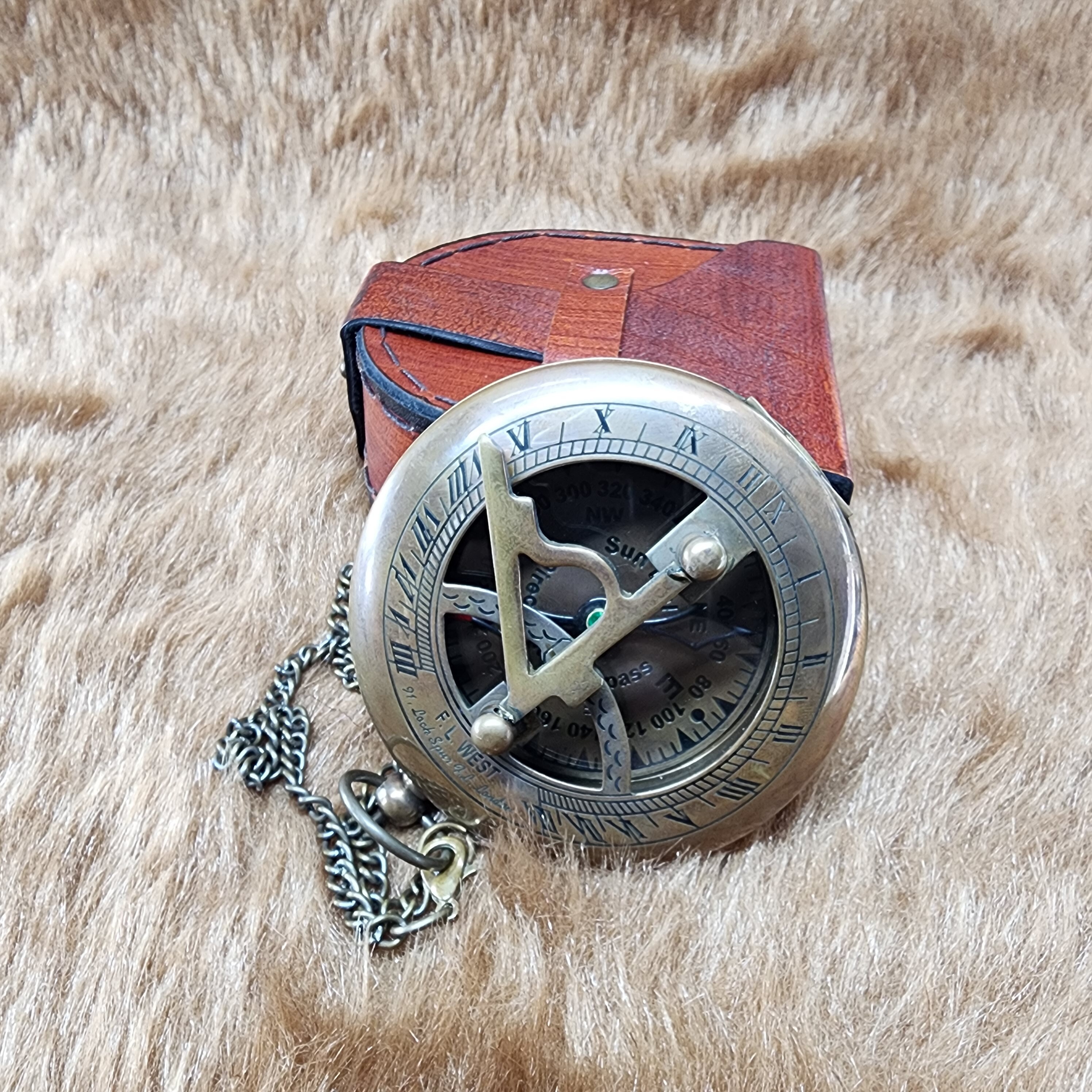 Brass Sundial Compass Push Open Compass Steampunk Accessory Unique Gift ...
