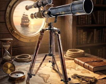 Engravable Brass Telescope: Antique Style Pirates Spyglass, Boating Gift
