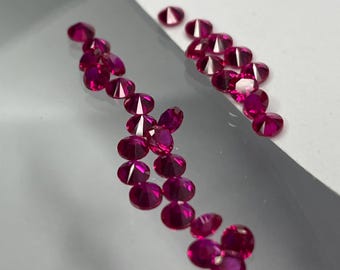 Lab Grown Red Ruby: Micro Faceted Diamond Cut, Round Corundum