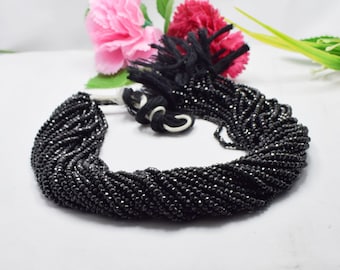 AAA Natural Black Spinel Beads: Faceted Rondelle Gemstone, 13" Strand