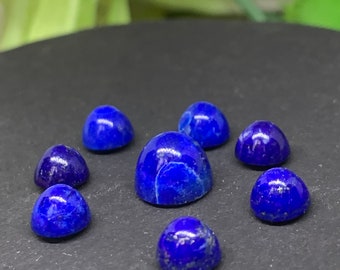 Natural Lapis Lazuli Cabochons: Round Flat Back Gemstones, 8 Pcs