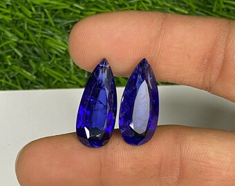 Hydrothermal Pear Cut Lab Grown Blue Sapphire: Faceted Loose Gemstone, (25X11 MM)