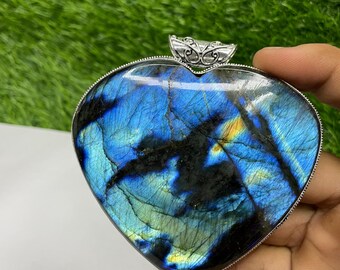 ブルーラブラドライトペンダント、ハートネックレス - Etsy 日本