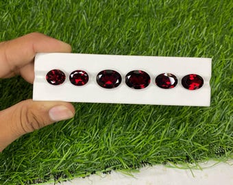 Natural Mozambique Garnet Loose Stone: Oval Faceted Red Gemstone