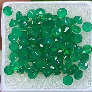 Natural Green Onyx 1,2,3mm Round Faceted cut - Loose Green Onyx AAA Quality
