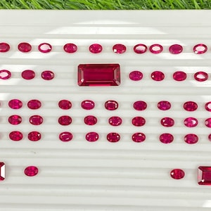 AAA+ Red Blood Ruby Cut Stone, Lab Grown Ruby Oval & Rectangle Shape, Loose Gemstone Ruby For Christmas Sale