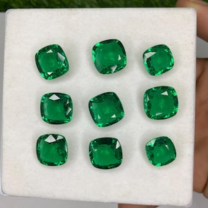 Colombian Emerald, Faceted Gemstone Cut, Loose Emerald, AAA Quality, Cushion Gemstone, Handmade Cut Stone, Lab Created Emerald For Jewelry