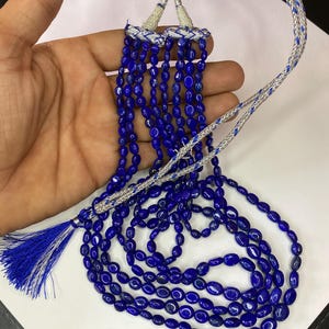 4Strands Natural Lapis Lazuli Beaded Necklace | Handmade Afghan Jewelry | Deep Blue Stone Necklace, Blue Lapis Lazuli Multi-Strand Necklace