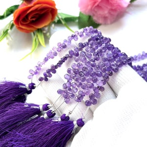 AAA+ African Amethyst Faceted Teardrop Beads | Amethyst Briolette | Amethyst Drops Bead | Amethyst Side Cut Drops Wholesale Beads Strands |