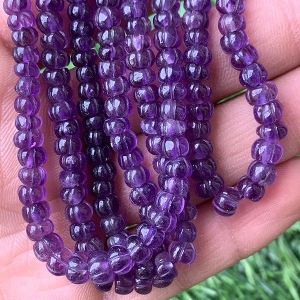 Natural Amethyst Beads, Amethyst Melon Beads, Faceted Beads Gemstone, African Amethyst, AAA Quality 4strands For Making Jewelry