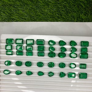 Top Quality Emerald Lot, AAA+ Green Colombian Emerald, Faceted Gemstone Mix Shaped, Loose Emerald, Lab Created Emerald, Synthetic Gemstone